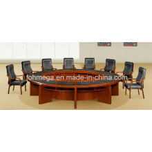 Antique Classic Walnut Wood Veneer MDF Round Conference Table with Writing Pad